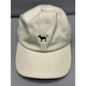 Victoria Secret VS Pink Cream Cap Hat Wool Blend Embroidered Dog Logo